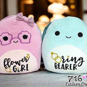 7.5&quot; Personalized Bridal Party Squishmallows, Stuffed Animal, Plush, Wedding Favor, Custom Stuffy, Flower Girl, Ring Bearer, Bride, Groom