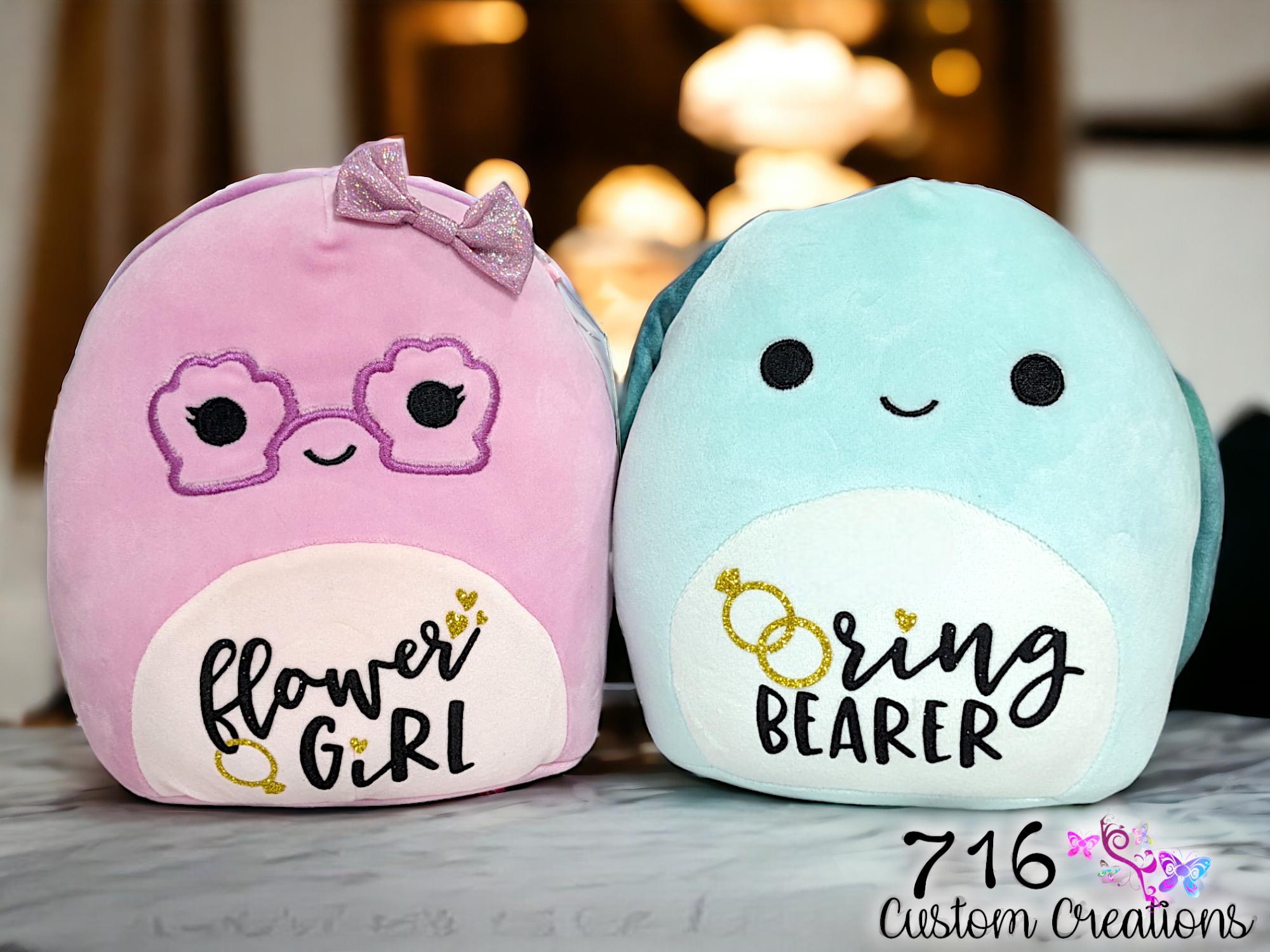 7.5" Personalized Bridal Party Squishmallows, Stuffed Animal, Plush, Wedding Favor, Custom Stuffy, Flower Girl, Ring Bearer, Bride, Groom