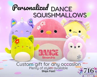 Personalized Squishmallows•Stuffed Animal•Birthday•Custom Dance Plush•Dancer Gift•Dance Recital• Dance Team•Competition Gift•Sport Team Gift