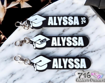 Personalized Graduation Keychain, Custom Name Keyring, Senior Gift 2026, Class of 2026, College or Highschool Grad Gift, Bag Tags