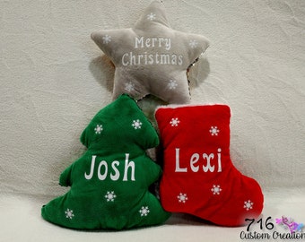 Personalized Christmas Flippable Plush, Christmas Plush, Sequin Stocking, Sequin Tree, Sequin Star, Christmas Gift, Stocking Stuffer, Décor