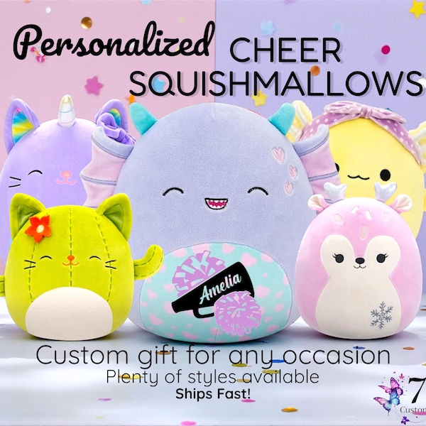 Personalized Squishmallows, Stuffed Animal, Birthday, Custom Cheer Plush, Cheerleader, Cheerleading, Cheer Competition Gift, Sport Team Gift