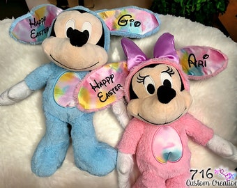 Personalized Minnie / Mickey Mouse, Custom Name Plush, Easter Plush, Easter Basket, Easter Basket Filler, Unique Easter Gift, Stuffed Animal