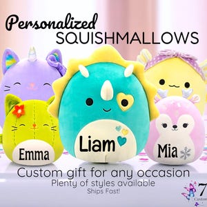 Personalized Squishmallow Plush with Name • Custom Gift for Birthday, Holiday, Flower Girl, Hospital, Easter Basket, Grads • Fast Shipping