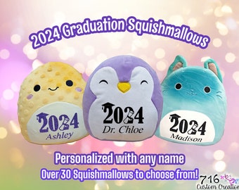 7.5" Personalized Graduation Squishmallow, Stuffed Animal, Gift for Grad, Custom Plush, Class of 2024, Preschool, College, Highschool, Pre-k
