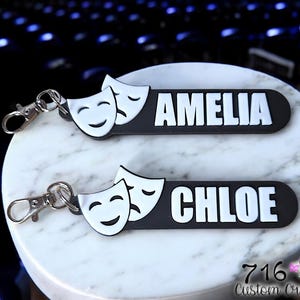 Personalized Theater Keychain, Custom Name Keyring, Drama Club Bag Tag, Actor Gift, Stage Crew Keychain, Play Performance Gift, Theater Gift