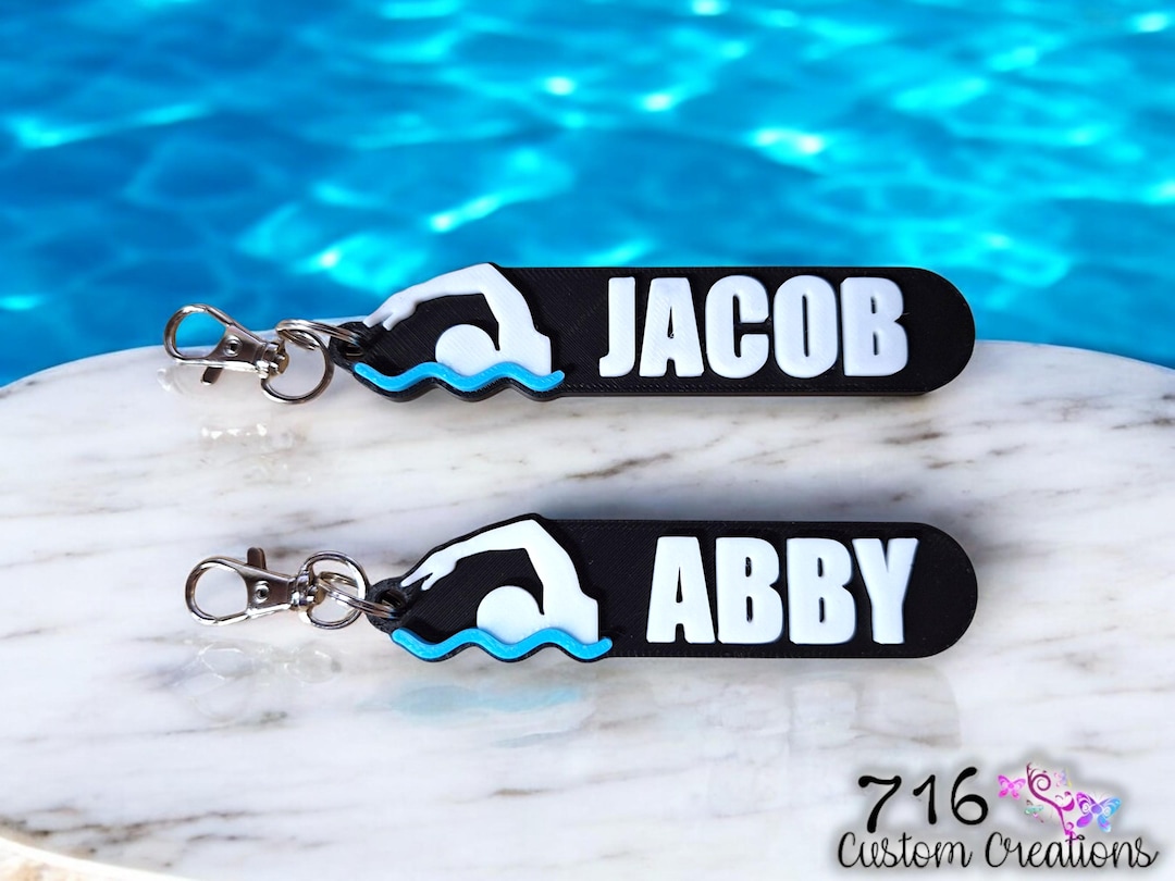 Personalized Swim Keychain, Custom Name Keyring, Swim Team Bag Tag ...