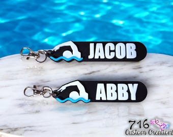 Personalized Swim Keychain, Custom Name Keyring, Swim Team Bag Tag, Competitive Gift, , Sport Coach Gift, Sports Keychain, Bag Tags