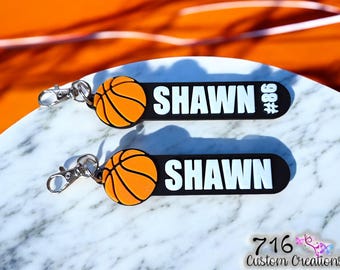 Personalized Basketball Keychain, Custom Name Keyring, Basketball Bag Tag, Team Gift, , Sport Coach Gift, Custom Sports Gift, Bag Tags