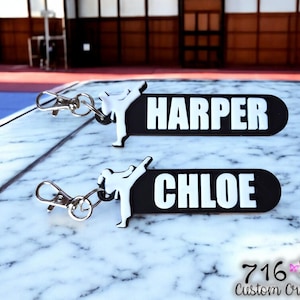 Personalized Martial Arts Keychain, Custom Name Keyring, Bag Tag, Team Gift, Player Name Tag, Sport Coach Gift, Custom Sports Keychain