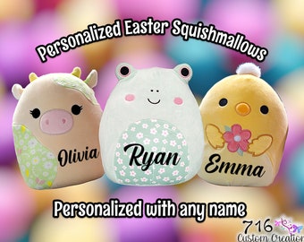 Personalized Easter Squishmallows, Custom Name Plush, Easter Plush, Easter Basket, Easter Basket Filler, Unique Easter Gift, Stuffed Animal