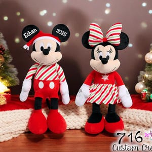 Personalized Christmas Mickey Mouse, Christmas Plush, Christmas Mickey Mouse, Stocking Stuffer, Gift for Children, Present for Grandchild