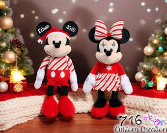 Personalized Christmas Mickey Mouse, Christmas Plush, Christmas Mickey Mouse, Stocking Stuffer, Gift for Children, Present for Grandchild