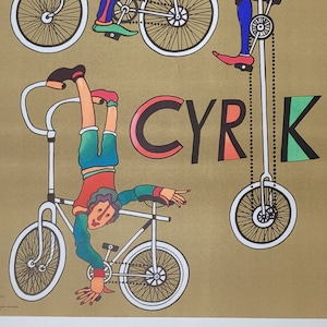 Original Vintage Polish Poster CIRCUS Cyclist Acrobats! Stachurski arte '1975
