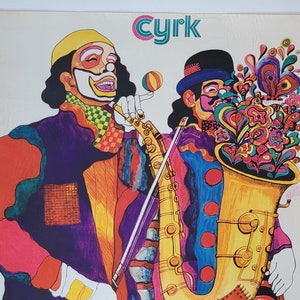 Original Vintage Polish Poster CYRK Clowns musician! Stachurski art &#39;1971