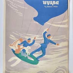 The Mysterious Island Original Polish movie poster Slomczynski art! &#39;1953