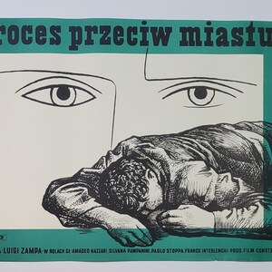 The City Stands Trial | Trial against the city | Original Polish Poster Fangor, Zamecznik art! &#39;1954