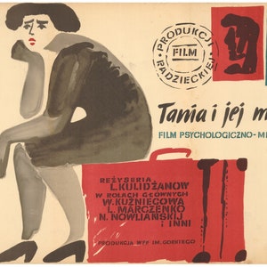 Tania and her mother Original Polish Poster &#39;1959 Jerzy Cherka art!