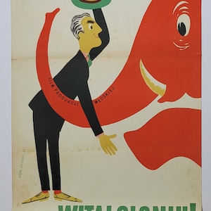 HOLA ELEFANTE | ¡Hola elefante! | ¡Cartel original de la película polaca Lipinski art! '1954