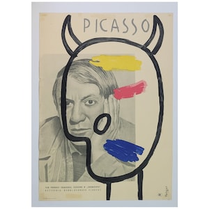 MYSTERY OF PICASSO Polish Movie Poster 24x34 Henri-Georges Clouzot & Pablo, Fangor art, ultra rare!  1956