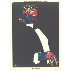 RAY CHARLES Jazz Greats series Original Vintage Polish Poster 1990 Waldemar Swierzy unique art!
