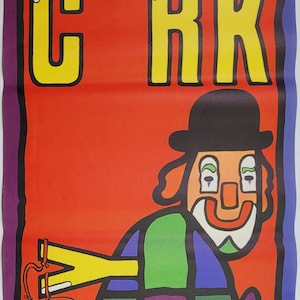 CYRK Clown con Slingshot Original Polaco Cartel de Circo Arte Mlodozeniec! '1974