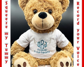 Memorial Teddy Bear FurryGram - with embroidered t-shirt. Includes your custom voice recording.
