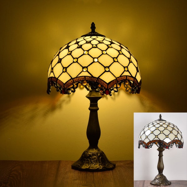 Vintage Tiffany Style Lamp Stained Glass Shade Bedroom Lamp Wedding Gifts (large size)