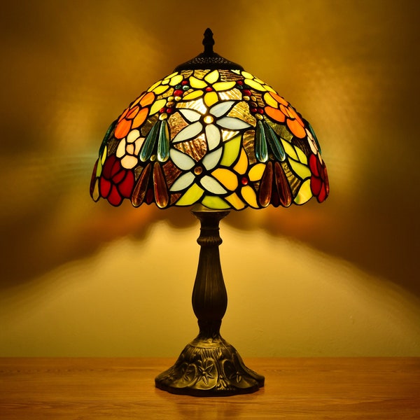 Tiffany Style Lamp Petal Stained Glass Lampshade Bedside Table Lamp Cafe Desk Wedding Gift