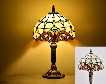 Tiffany Style Lamp Antique Handcrafted Art Stained Glass Shade Bedside Table Lamp Coffee Room Office Desk American Pastoral