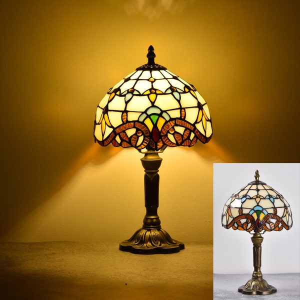 Lampe de style Tiffany, art artisanal antique, abat-jour en vitrail, lampe de table de chevet, salle à manger, bureau, pastorale américaine