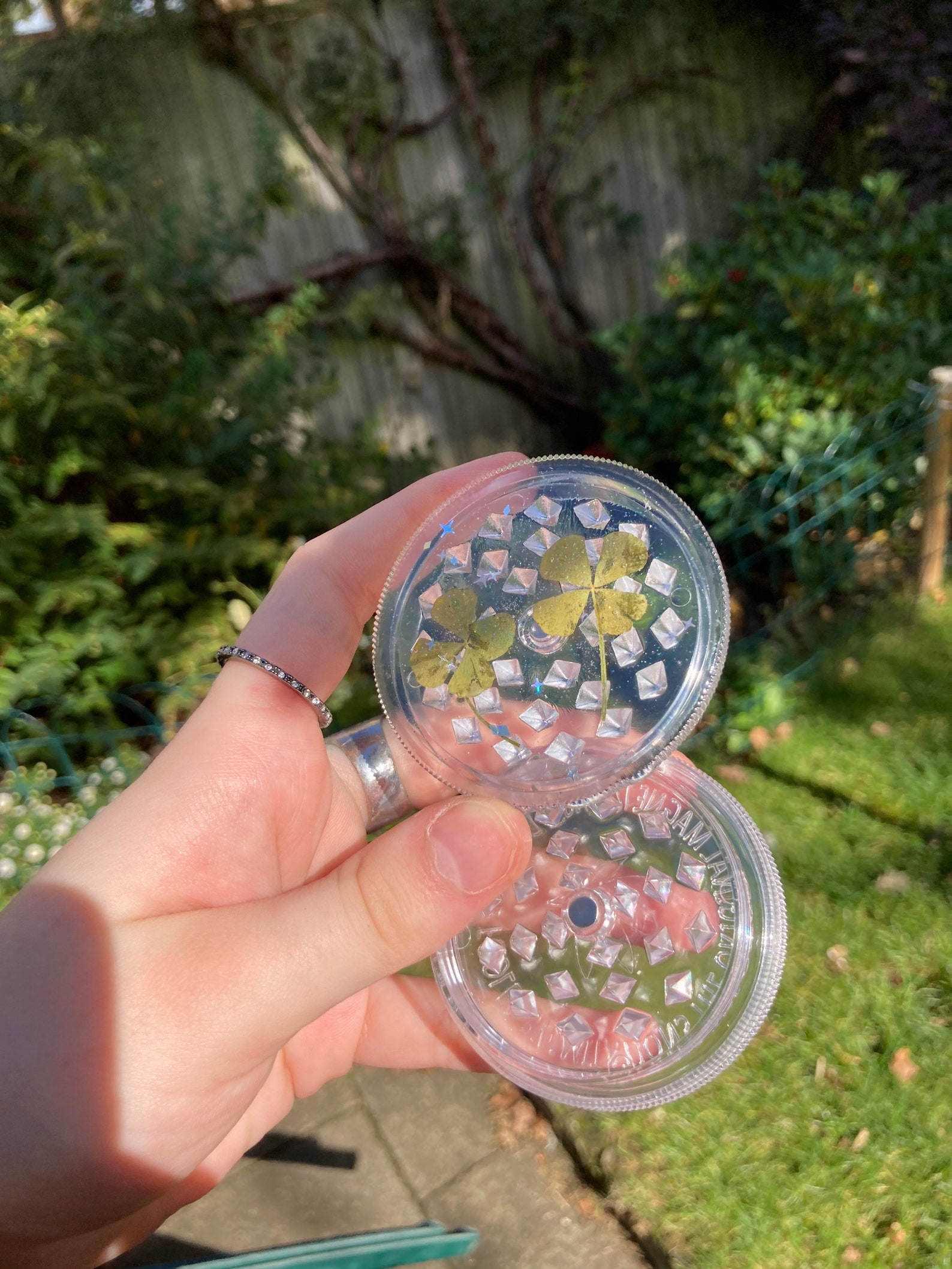 Real Four Leaf Clover Resin Herb Grinder Etsy