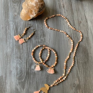 Hand knotted Radiant heart mala necklace/ bracelet