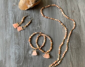 Hand knotted Radiant heart mala necklace/ bracelet