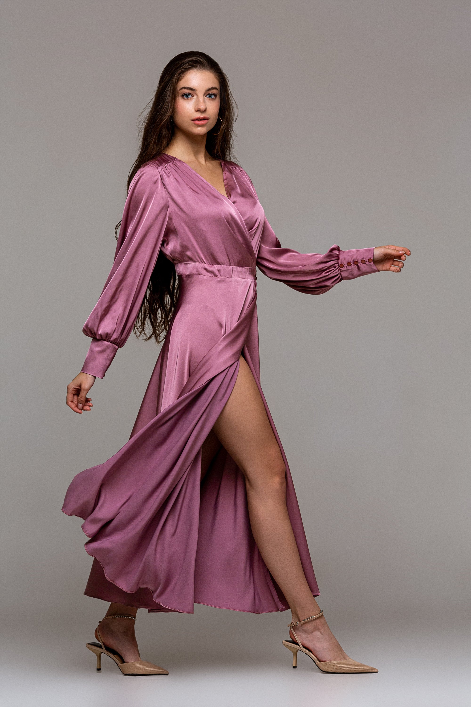 Silk wrap dress long sleeve Custom made cocktail dress for Etsy