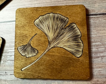 Handmade Wooden Ginkgo Leaf Coasters - Perfect Mother's Day Gift!