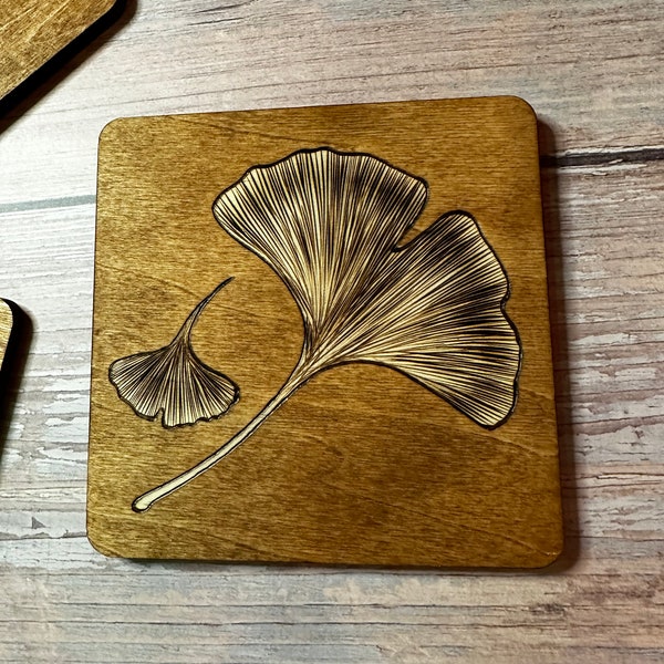 Handmade Wooden Ginkgo Leaf Coasters - Perfect Mother's Day Gift!