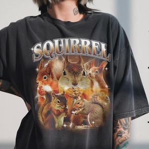 Vintage Squirrel Shirt, 90s Bootleg Graphic, Cottagecore Top, Funny Rodent Gift