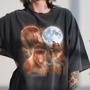 Comfort Colors® Three Proboscis Monkey Moon Shirt, Big Nose Primate, Primatology Gift, Borneo Wildlife