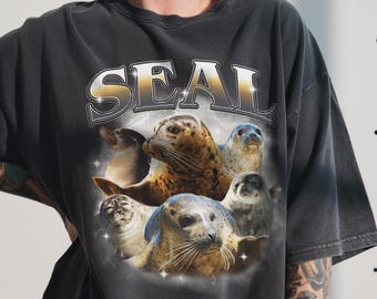 Comfort Colors® Bootleg Seal Rap Tee, 90s Vintage Animal Graphic Shirt, Y2K Top