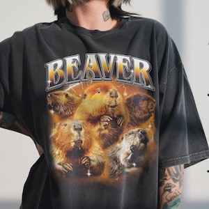 Vintage Beaver Shirt, 90s Bootleg Graphic, Lake Life Top, Funny Rodent Gift