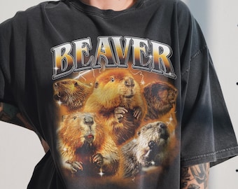 Vintage Beaver Shirt, 90s Bootleg Graphic, Lake Life Top, Funny Rodent Gift