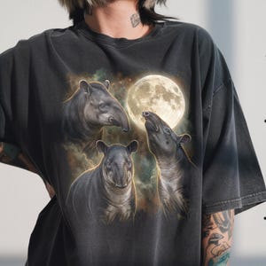 Camiseta Comfort Colors® Three Tapir Moon, divertida camiseta de oso hormiguero, regalo retro de zoológico de los 90