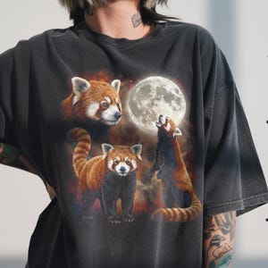 Comfort Colors® Three Red Panda Moon Shirt, Firefox Lover Gift, Vintage 90s Meme