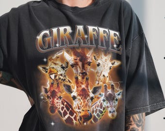 Vintage Giraffe Shirt, 90s Bootleg Graphic, Funny Safari Top, Zoo Trip Gift