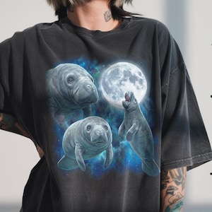 Comfort Colors® Three Manatee Moon Shirt, Sea Cow Lover Gift, Vintage 90s Meme