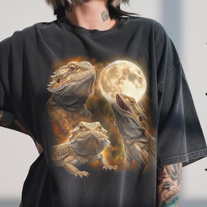 Comfort Colors® Bearded Dragon Shirt, Three Lizard Moon, Vintage 90s Meme, Funny Parody