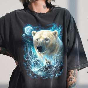 Comfort Colors® Vintage 90s Polar Bear Shirt, Retro Nature Graphic, Arctic Animal image 1
