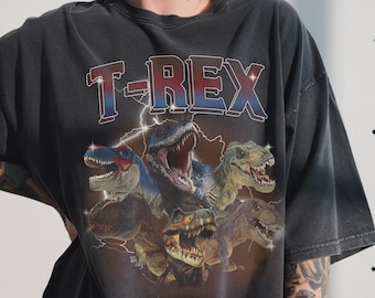 Vintage T-Rex Shirt, 90er Jahre Bootleg Grafik T-Shirt, Dino Liebhaber Geschenk, lustiges Dinosaurier T-Shirt