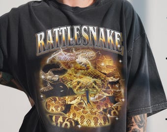 Camisa vintage de serpiente de cascabel, gráfico pirata de los 90, top del desierto occidental, regalo de reptil